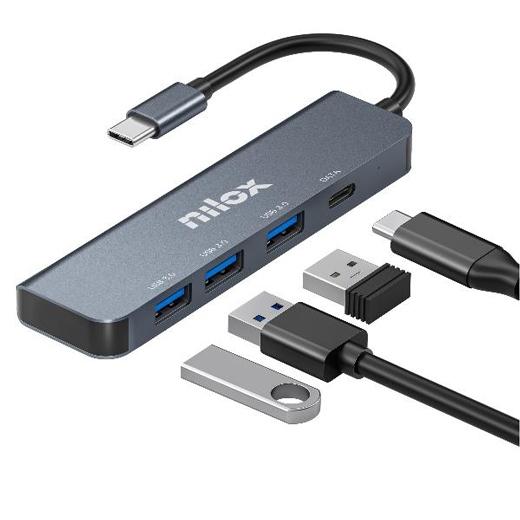 Nilox NXHUBUSBC04 Hub 4 Puertos USB-C a 3x USB 3.0 y 1x USB-C Nilox NXHUBUSBC04 Hub 4 Puertos USB-C a 3x USB 3.0 y 1x USB-C