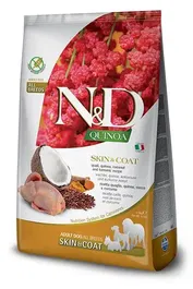 Farmina N&D Quinoa Skin Coat Alimento Dietético para Perros Adultos con Codorniz, Coco y Cúrcuma - Intolerancias, Piel y Pelaje, 7 kg