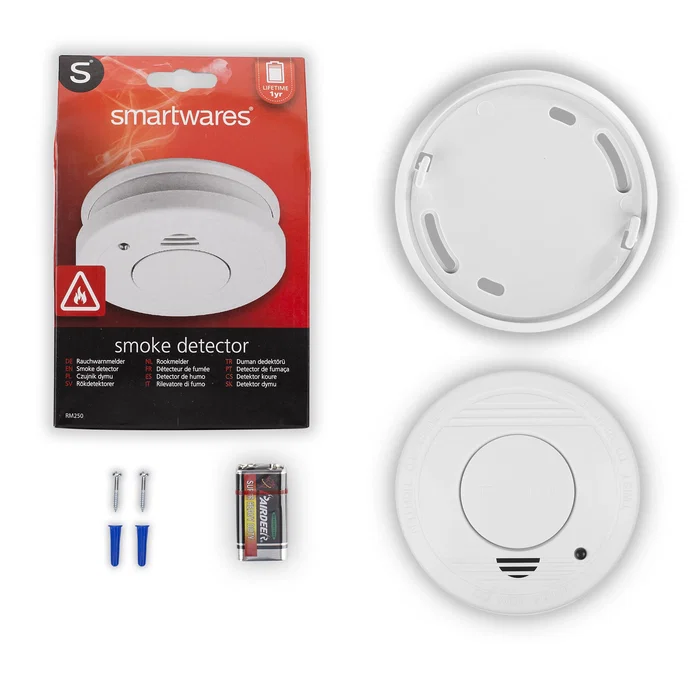 Smartwares 10.044.62 Detector de Humo RM250 - Sensor Óptico con Vida de 10 Años, Incluye Batería de 1 Año, Alarma 85 dB, para Hogar u Oficina