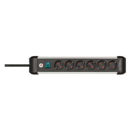 Brennenstuhl Premium-ALU-Line 6 salidas 3m Negro/Plata