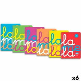 Lamela Cuaderno Espiral 4º 80 Hojas 90g Cuadrovía 5mm Flúor (Set de 6)