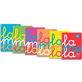 Lamela Cuaderno Espiral 80 Hojas 4º Cuadrovía 5 mm 90 gr Cubierta Polipropileno Flúor Colores Surtidos (Pack 6) (Set de 6)