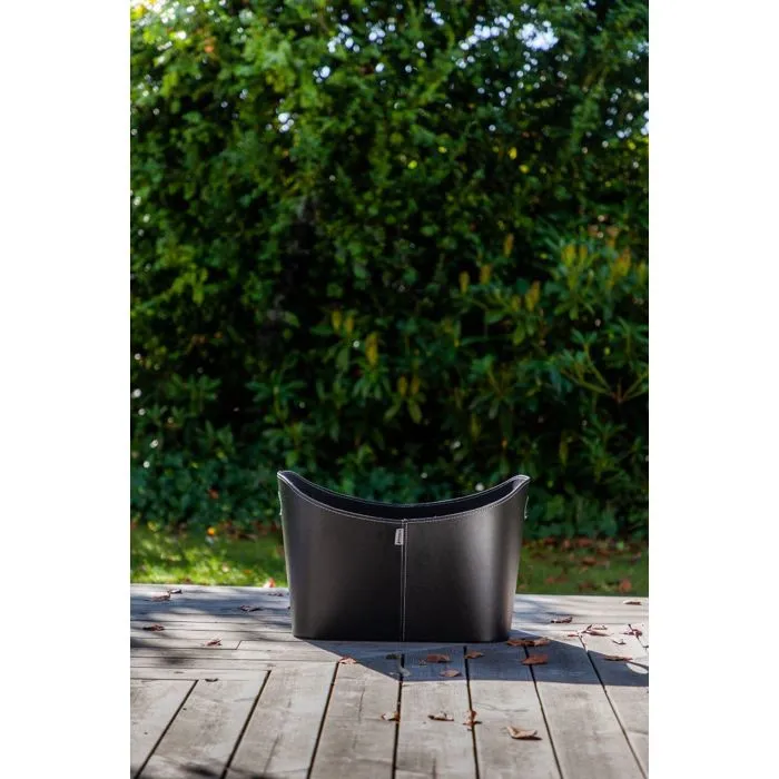 Aduro Cesta para leña de piel sintética 55x45x30 cm con asas