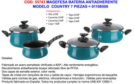 MAGEFESA Batería de cocina Country 7 piezas antiadherente