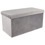 Home Deco Factory Banco Puf Plegable Terciopelo Gris Zig Zag Almacenamiento 76x38x38 cm