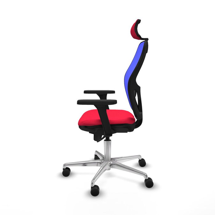PIQUERAS Y CRESPO Silla de oficina Jorquera con mecanismo Sincro, Tela Roja y Malla Azul