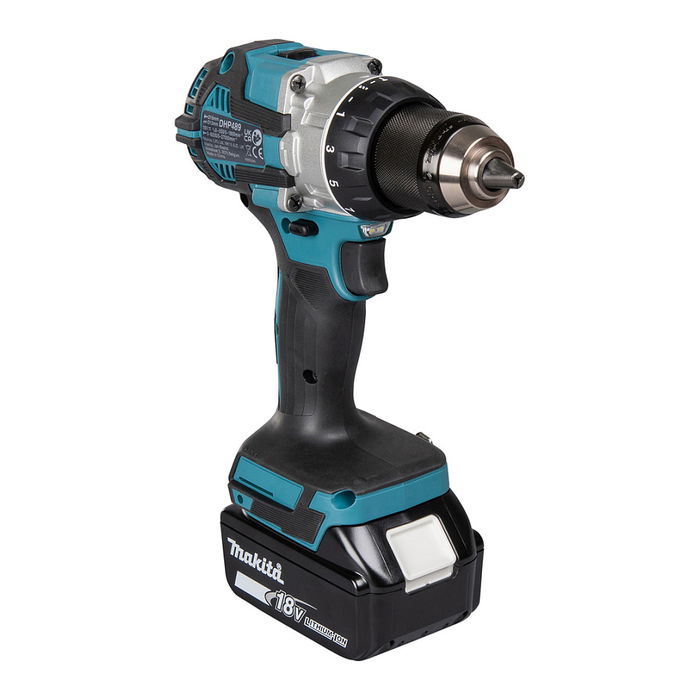 Makita DHP489RTJ Taladro Percutor Eléctrico Sin Escobillas 18V 1800 RPM Mango de Pistola 1/2" Negro Azul