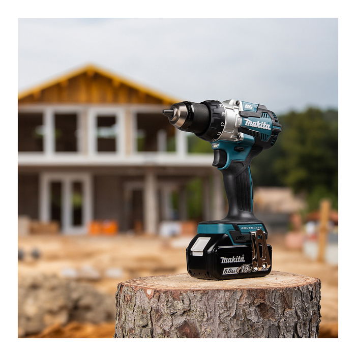 Makita DHP489RTJ Taladro Percutor Eléctrico Sin Escobillas 18V 1800 RPM Mango de Pistola 1/2" Negro Azul