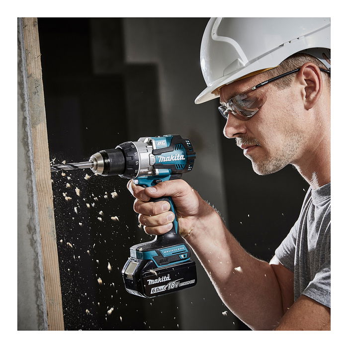 Makita DHP489RTJ Taladro Percutor Eléctrico Sin Escobillas 18V 1800 RPM Mango de Pistola 1/2" Negro Azul