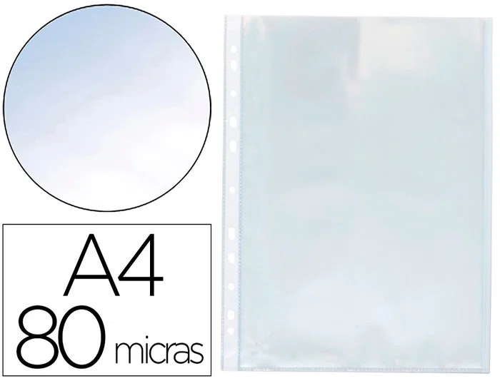 Q-connect Funda Multitaladro Cristal DIN A4 80 mc para Documentos, Caja de 1400 Unidades Q-connect Funda Multitaladro Cristal DIN A4 80 mc para Documentos, Caja de 1400 Unidades