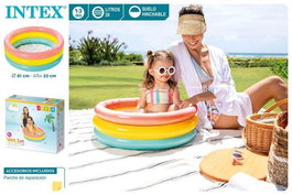 Intex Piscina Hinchable 3 Aros Colores con Suelo Hinchable Capacidad 28 Litros para Niños de 1 a 3 Años 61x22 cm Modelos Surtidos