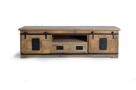 Giner y Colomer Mueble TV Industrial en Madera de Mango con 2 Puertas y Cajón