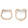 DKD Home Decor Espejo de Ratán y Cristal Gato y Oso, Surtido de 2 Unidades, Natural