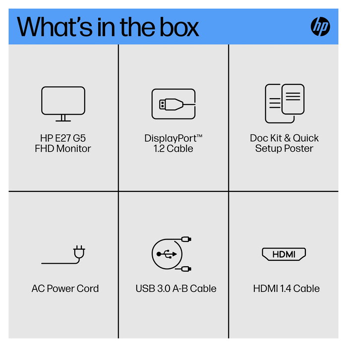 HP Monitor 68.6 cm (27") E27 G5 FHD IPS 75Hz 5ms 16:9 99% sRGB USB Hub HDMI DisplayPort VESA Negro