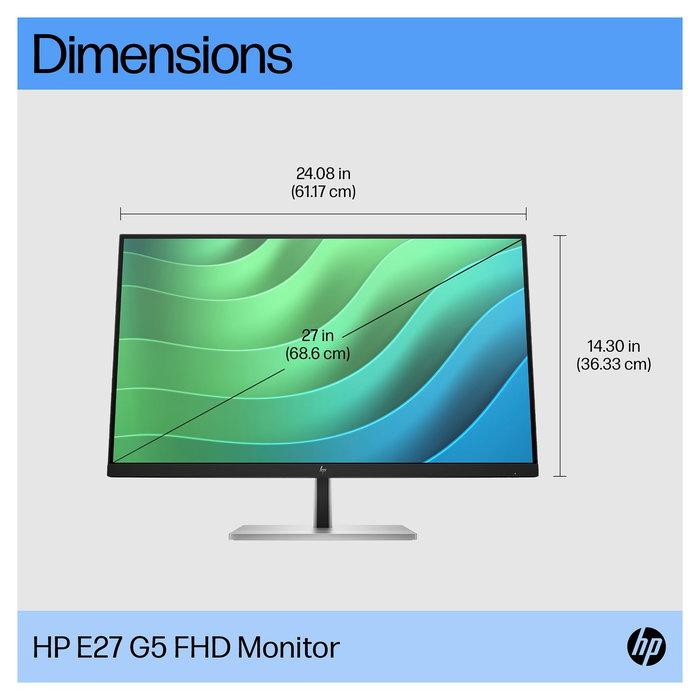 HP Monitor 68.6 cm (27") E27 G5 FHD IPS 75Hz 5ms 16:9 99% sRGB USB Hub HDMI DisplayPort VESA Negro