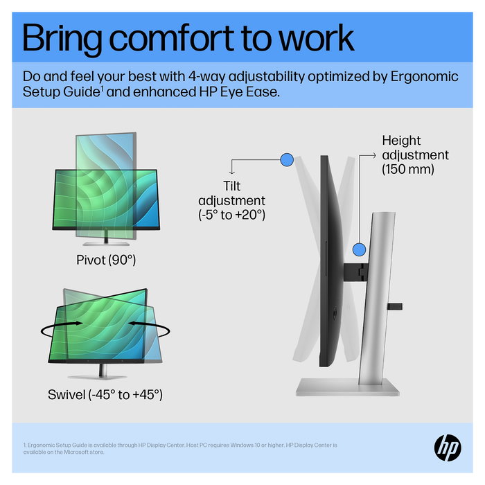 HP Monitor 68.6 cm (27") E27 G5 FHD IPS 75Hz 5ms 16:9 99% sRGB USB Hub HDMI DisplayPort VESA Negro