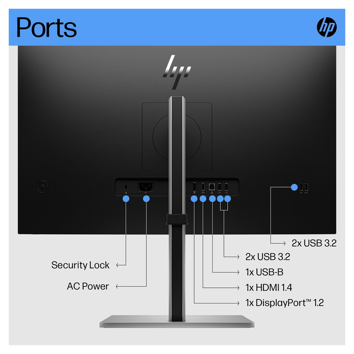 HP Monitor 68.6 cm (27") E27 G5 FHD IPS 75Hz 5ms 16:9 99% sRGB USB Hub HDMI DisplayPort VESA Negro