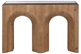 DKD Home Decor Consola Marron Negro Abeto Cristal 122 x 30 x 80 cm