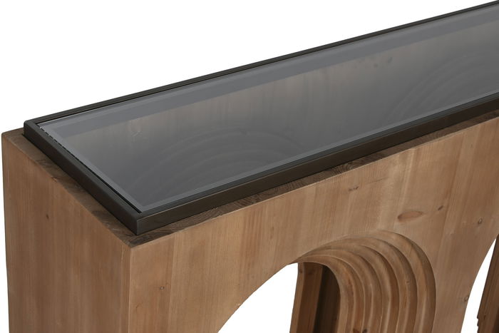 DKD Home Decor Consola Marron Negro Abeto Cristal 122 x 30 x 80 cm