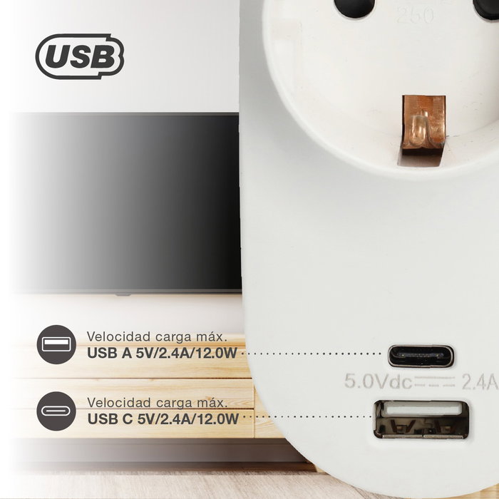 GSC Evolution Ladrón base USB C + A Blanco GSC Evolution Ladrón base USB C + A Blanco