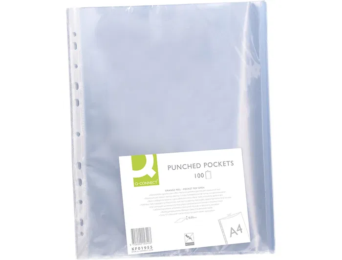 Q-connect Funda Multitaladro Piel de Naranja DIN A4 50 mc - Bolsa 100 Unidades