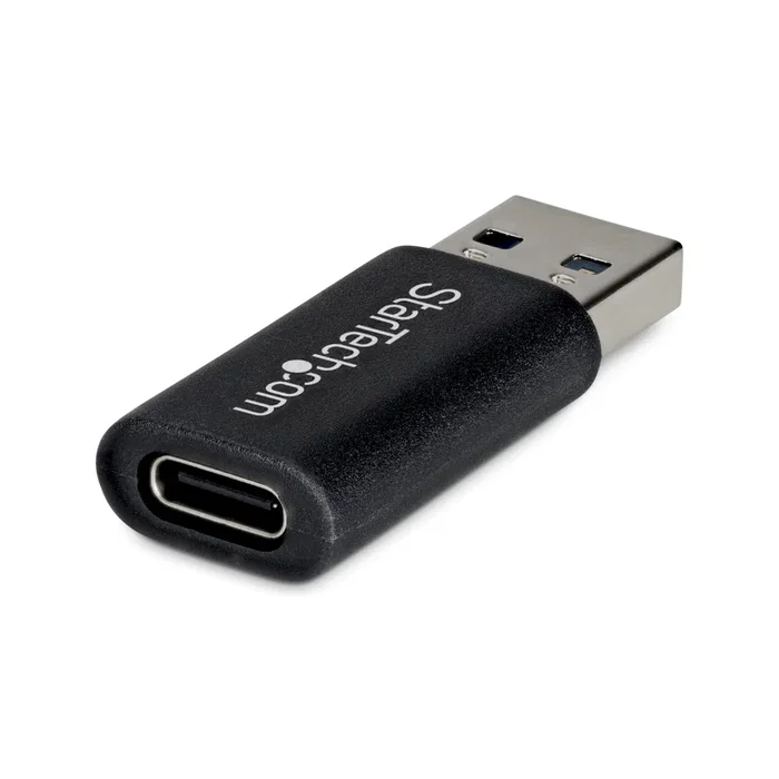 StarTech Adaptador USB-A Macho a USB-C Hembra U32-AMCF-USBADAPTER - USB 3.2 Gen 1 (5 Gbps), Plug-and-Play, Versión Derecha, Conector Niquelado, Negro