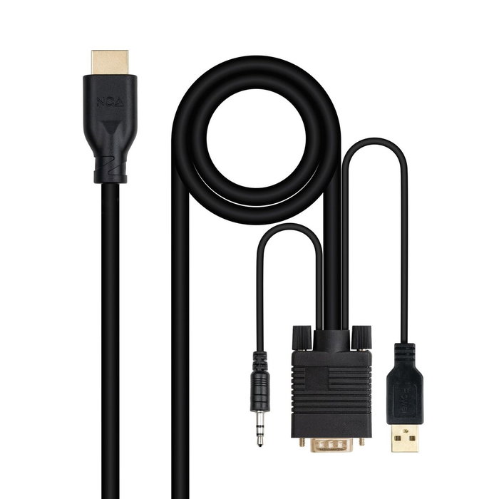 Nanocable Conversor VGA Macho a HDMI Macho con Audio y USB de 1,8m