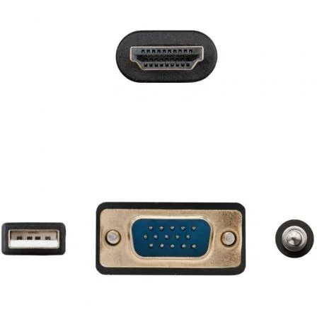 Nano Cable 10.15.4612 Convertidor de HDMI Macho a VGA Macho con Jack 3.5 Macho y USB Macho de 1.8m Negro