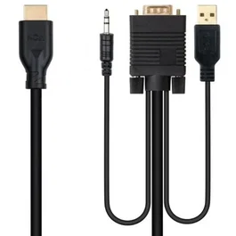Nano Cable 10.15.4612 Convertidor de HDMI Macho a VGA Macho con Jack 3.5 Macho y USB Macho de 1.8m Negro