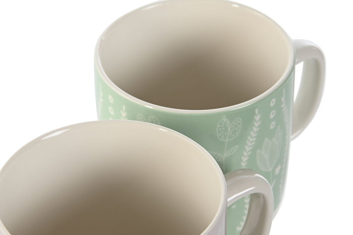 DKD Home Decor Set de 6 Tazas de Porcelana LINEAS 2023 Surtidas