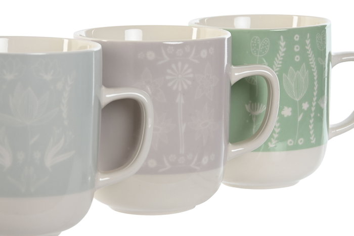 DKD Home Decor Set de 6 Tazas de Porcelana LINEAS 2023 Surtidas