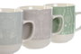 DKD Home Decor Set de 6 Tazas de Porcelana LINEAS 2023 Surtidas