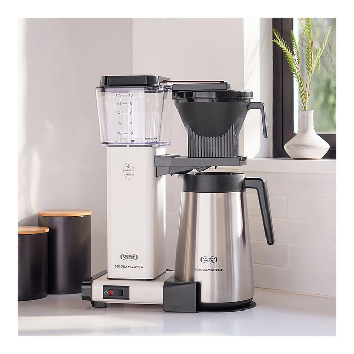 Moccamaster KBGT 741 Cafetera de Filtro Automática, 10 Tazas 1.25 L 1450 W Off-White Negro Plata Blanco, Incluye Filtro, Certificación SCA