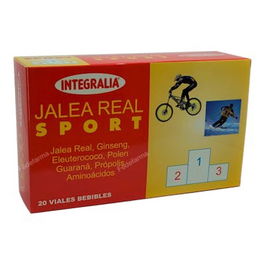 INTEGRALIA Jalea Real Sport 20Amp. Complemento alimenticio para deportistas con Jalea Real, Ginseng y Aminoácidos para energía y vitalidad