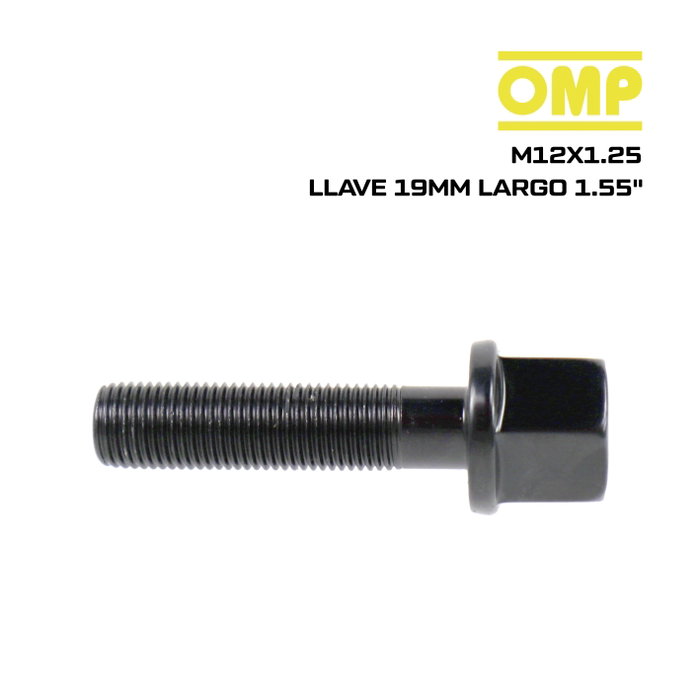 OMP Speed Juego de 4 Tornillos M12x1.25 Plano Largo 40mm Negro