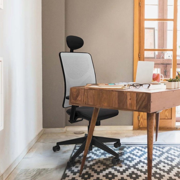 PIQUERAS Y CRESPO Silla de oficina Motilla con mecanismo Sincro, Negro y Blanco PIQUERAS Y CRESPO Silla de oficina Motilla con mecanismo Sincro, Negro y Blanco