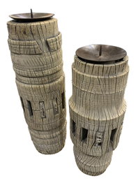 DKD Home Decor Portavela Teca Eje de Carro Antiguo