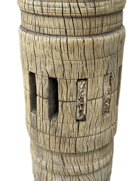 DKD Home Decor Portavela Teca Eje de Carro Antiguo