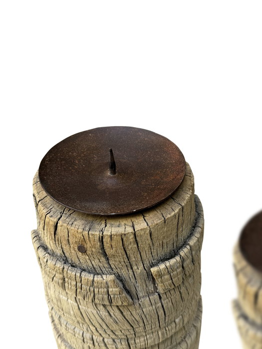 DKD Home Decor Portavela Item Home Natural 10 x 30 x 10 cm (2 Unidades) Teca