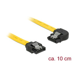 DeLOCK Cable SATA 6 Gb/s 10 cm Derecho/Izquierda Amarillo/Negro