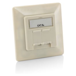 EQUIP 125775 Placa Frontal para Montaje Superficial Cat6A 2x RJ45 RAL 1013 Perlweiß