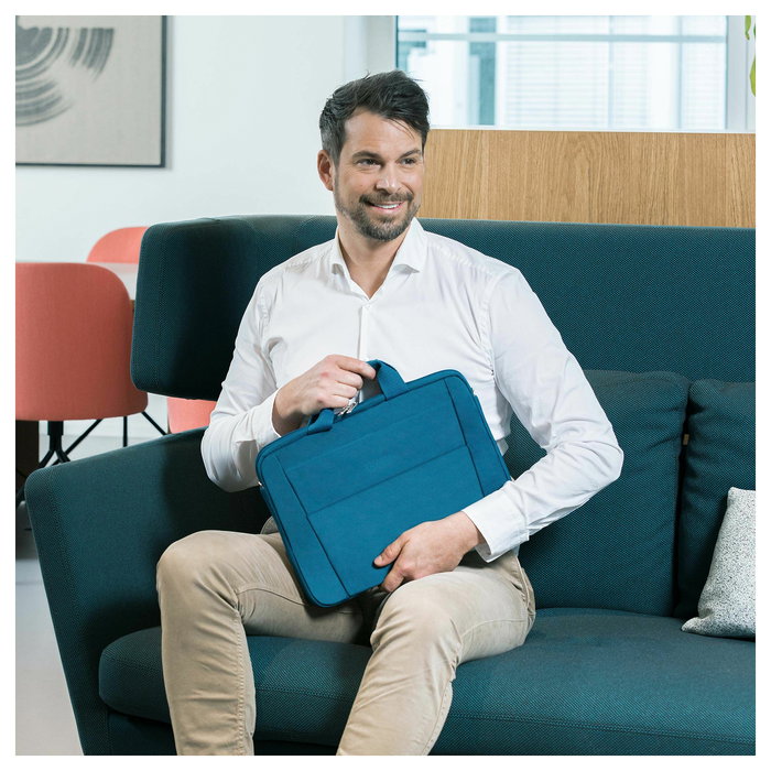 DICOTA Eco Slim Case Base Funda para Portátil 14.1" (35.8cm) Azul Fabricada con Materiales Reciclados