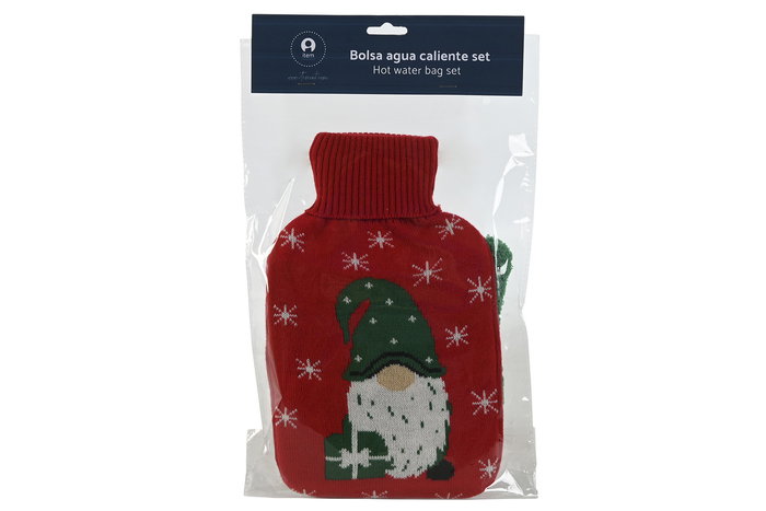 DKD Home Decor Bolsa Agua Caliente Navidad Tradicional Rojo Verde Poliéster Goma 28 x 4 x 17 cm Set de 2