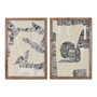 DKD Home Decor Cuadro Algodón y Acacia Abstracto Surtido de 2 Piezas