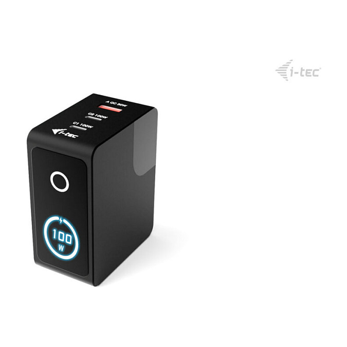 I-Tec 100W Intelligent Multiport USB Cargador 2x USB-C 1x USB-A con Pantalla LCD