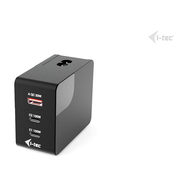 I-Tec 100W Intelligent Multiport USB Cargador 2x USB-C 1x USB-A con Pantalla LCD