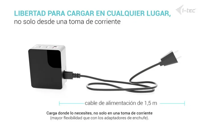 I-tec Cargador Inteligente 100 W Multiport con Pantalla LCD Negro