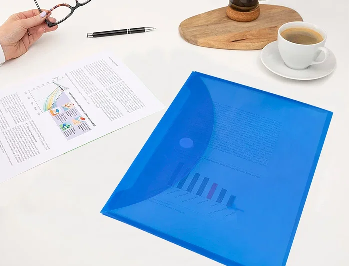 Liderpapel Carpeta dossier A4 con cierre de velcro, azul