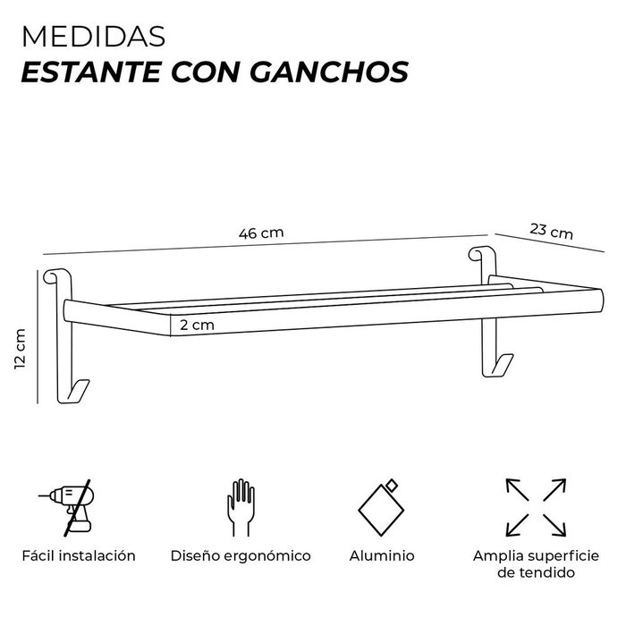 Yoevu Repisa con ganchos Negra Compatible para el hogar
