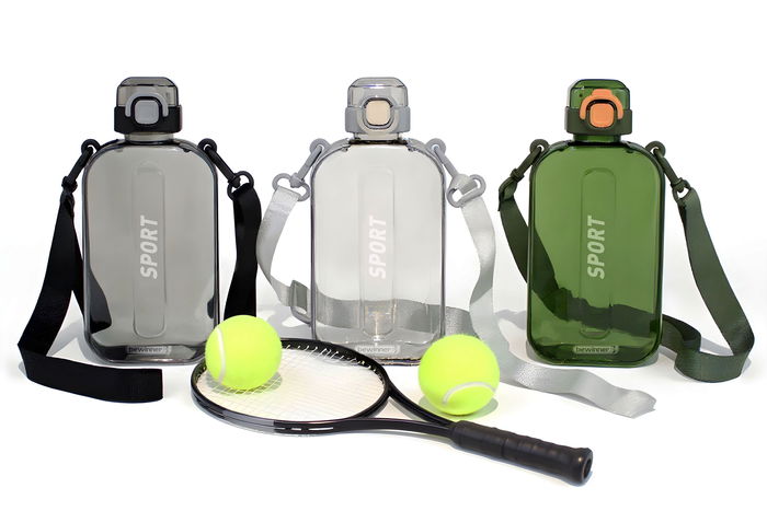 Inde Botella de Agua Deportiva c/Colgador 750 ml, Botella Reutilizable con Arnés, 21.8 cm (12 Unidades)